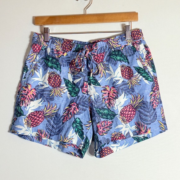 Tommy Bahama Pants - Tommy Bahama Women Small Shorts Linen Pineapple Blue Tropical Resort Luxe Cruise
